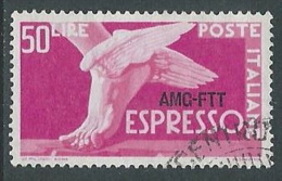 1952 TRIESTE A USATO ESPRESSO DEMOCRATICA 1 RIGHE 50 LIRE - L8 - Express Mail