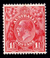 Australia 1927 King George V 11/2d Scarlet Small Multiple Wmk P13.5 MH  SG 96 - Mint Stamps
