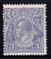 Australia 1928 King George V 3d Dull Ultramarine Small Multiple Wmk P13.5 MH  SG 100 - Mint Stamps