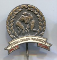 WRESTLING - Poland, Enamel, Vintage Pin, Badge - Lotta