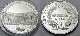 AC - BOSPHORUS MANSIONS, COMMEMORATIVE SILVER COIN TURKEY 2001 PROOF UNCIRCULATED - Turquie