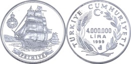 AC - FETHIYE GALLEON - SHIP COMMEMORATIVE SILVER COIN TURKEY 1999 UNCIRCULATED PROOF - Türkei