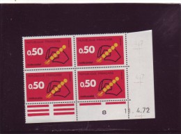 N° 1720 - 0,50F CODE POSTAL - B De A+B -1° Partie Du Tirage Du 6.4.72 Au 2.6.72 - 11.04.1972 - - 1970-1979