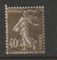 FRANCE N° 193 40C BRUN OLIVE TYPE SEMEUSE CAMEE IMPRESSION DEFECTUEUSE REPUBLIQUE FRANCAISE + POINT DS LE 4 DE 40 OBL - Used Stamps