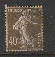 FRANCE N° 193 40C BRUN OLIVE TYPE SEMEUSE CAMEE IMPRESSION DEFECTUEUSE REPUBLIQUE FRANCAISE + POINT DS LE 4 DE 40 OBL - Oblitérés