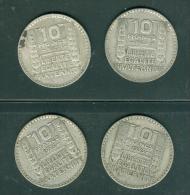 Lot De 4 Pieces Type Turin 10 Fr  Année 1933 X 2 + 1929 X 2 ,  Silver Argent - Pia125 - 10 Francs