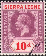 Sierra Leone 1925  SG142 10d Purple+red  MultScriptCA  Cds Used - Sierra Leone (...-1960)