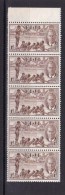1951 Fiji - 2 Scans Children At Play Semi-postal Stamp Scott B1 Strip 5v.  MLH With Gum As Scan - Fidji (...-1970)