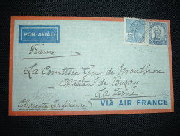 LETTRE PAR AVION AIR FRANCE TP 5000 R + TP 400 R OBL. 20 VIII 1938 + COMTESSE DE MONTBRON (17 - Covers & Documents