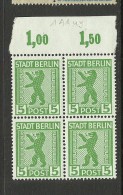 Deutschland 1945 Soviet Zone Berlin MICHEL 1 In 4-block MNH - Berlin & Brandenburg