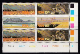 SOUTH AFRICA, 1975, MNH Control Block Of  6, Tourism, M 484-487 - Ungebraucht