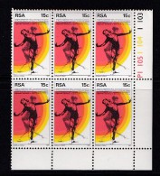 SOUTH AFRICA, 1977, MNH Control Block Of  6, Gymnastics, M 533 - Nuovi