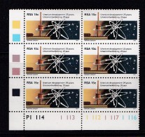 SOUTH AFRICA, 1977, MNH Control Block Of  6, Nuclear Energy,  M 535 - Unused Stamps