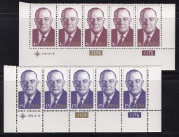 SOUTH AFRICA, 1978, MNH Control Block Of  5, B.J. Vorster,  M 546-547 - Unused Stamps