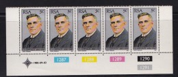 SOUTH AFRICA, 1980, MNH Control Strip Of  5, C.F.L. Leipoldt.,  M 573 - Nuovi