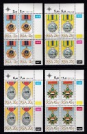 SOUTH AFRICA, 1984, MNH Control Block Of 4, Military Medals,  M 661-664 - Ungebraucht