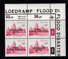 SOUTH AFRICA, 1987, MNH Control Block Of 4, Natal Flood Disaster,  M 714-715 - Ungebraucht