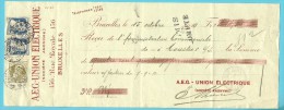 75+76 Op Recu Met Stempel BRUXELLES Met Firmaperforatie (perfin) "A.U. " (A.E.G.-UNION ELECTRIQUE) - 1909-34