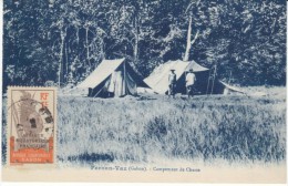 Fernan-Vaz Gabon, Hunting Campsite, French Equatorial Africa Stamp, C1920s Vintage Postcard - Gabun