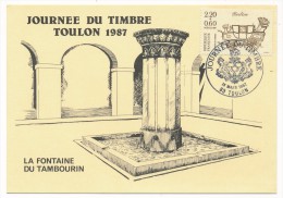 FRANCE => Carte Locale - 2,20 + 0,60 - Journée Du Timbre - "La Fontaine Du Tambourin" - Berline / TOULON 1987 - Giornata Del Francobollo
