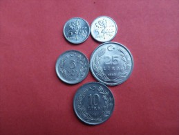 TURQUIE   LOT 5 Piéces Neuves   ALUMINIUM  Années  75 82 85 88        UNC - Turquia