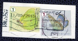 Belgique 2014 Lot 2 Oblitérés Used Papillons Gonepteryx Rhamni Et Polyommatus Icarus - Used Stamps