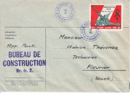 LETTRE AVEC VIGNETTE MILITAIRE:GR.MOT.CAN.ID.2 POSTEE POUR FLEURIER - CACHET "BUREAU DE CONSTRUCTION. - Documents