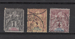 France - Ivoorkust  1892  Mi Nr 1 + 2 + 3 - Used Stamps