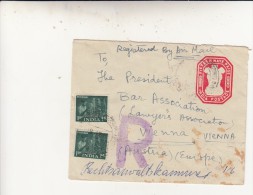 Khanna To Vienna. Cover Raccomandata Intero Postale - Posta Aerea