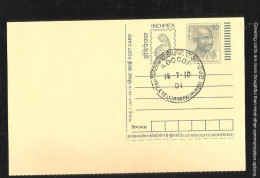 INDIA, 2010, Postal Stationery, Post Card, INDIPEX, Mahatma Gandhi,   First Day Cancelled - Briefe U. Dokumente