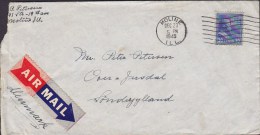 United States AIR MAIL "Arrow" Label MOLINE 1945 Cover Lettre OVER JERSTAL Sönderjylland Denmark Tuberculosis Vignettes - 2c. 1941-1960 Lettres