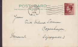 Great Britain CHELSEA 1936 Post Card Denmark Edward VII. Stamp (2 Scans) - Cartas & Documentos