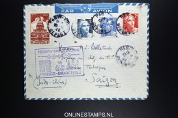 Indochine Réouverture Ligne France A Indochine  Saigon11 Juin 48 Par Air France - Briefe U. Dokumente