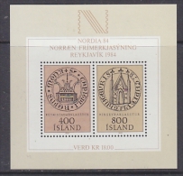Iceland 1984 Nordia M/s ** Mnh (24756AA) - Blocks & Sheetlets