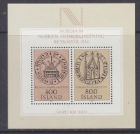 Iceland 1984 Nordia M/s ** Mnh (24756AC) - Blocchi & Foglietti