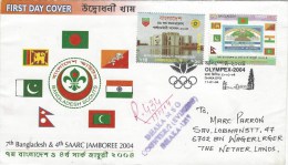 Bangladesh 2004 Dhaka Scouting Jamboree Stamps On Stamps Sport Olypic Games Cancellation Registered Cover - Bangladesch