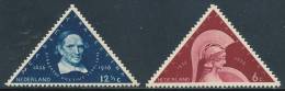 NETHERLANDS  1936 MINERVA UNIVERSITY ISSU SC# 204-205  TRIANGULAR STAMPS MNH - Unused Stamps