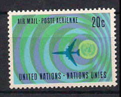 United Nations New York 1968 Airmail Stamp. Circuits, Aircraft, UN Emblem Mi 202, MNH(**) - Neufs