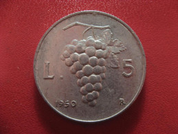 Italie - 5 Lire 1950 R Rome 1065 - 5 Lire