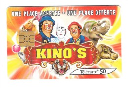 Télécarte  F  1090, Cirque  KINOS' S  PARIS, 50 U, Côte   12  €, 10 / 00, 100 000  Ex - 2000