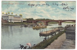 Trent Bridge Nottingham Early Colour Postcard By Valentines Postmark 1904 - Nottingham