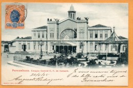 Recife Pernambuco Brazil Railroad Station 1905 Postcard Mailed To Canada - Recife