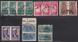 South Africa 1942-44 Cancelled, See Desc, Sc# , SG 97,98,99,100,101 (pair),103 (pair) - Usati