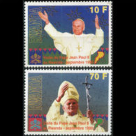 RWANDA 1990 - Scott# 1353-4 Pope Paul Set Of 2 MNH - Unused Stamps