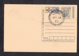 INDIA, 2009, POSTAL STATIONERY, POST CARD, AIDS, Mahatma Gandhi, First Day Cancelled - Lettres & Documents
