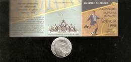 MONDIALI DI CALCIO 1998 MONETA COMMEMORATIVA IN ARGENTO CERTIFICATO DI AUTENTICITA´ REPUBBLICA ITALIANA FRANCE 1998 - Commémoratives