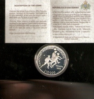 MONDIALI FRANCIA 98 MONETA COMMEMORATIVA IN ARGENTO CERTIFICATO DI AUTENTICITA´ REPUBBLICA SAN MARINO - Gedenkmünzen