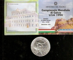 MONDIALI DAI CALCIO USA 1994 MONETA IN ARGENTO REPUBBLICA ITALIANA - Conmemorativas