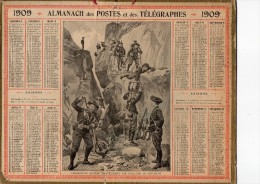 CALENDRIER ALMANACH DES POSTES ANNÉE 1909  Chasseurs Alpins - Groot Formaat: 1901-20