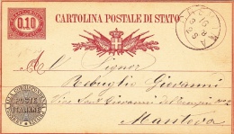 Postkarte 1877 Filagrano C 3 Von "CREMONA" Nach Mantova (x131) - Ganzsachen